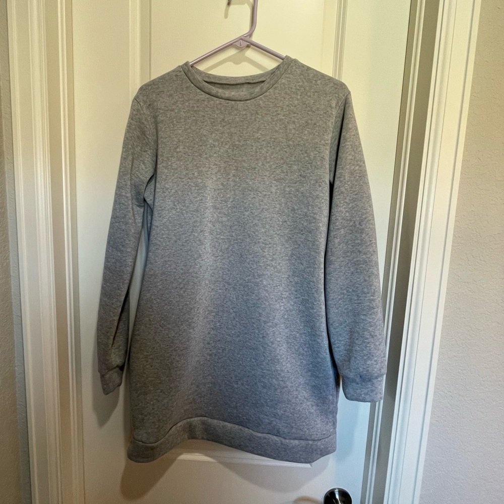 Tunic Sweatshirt Large Gray Pockets